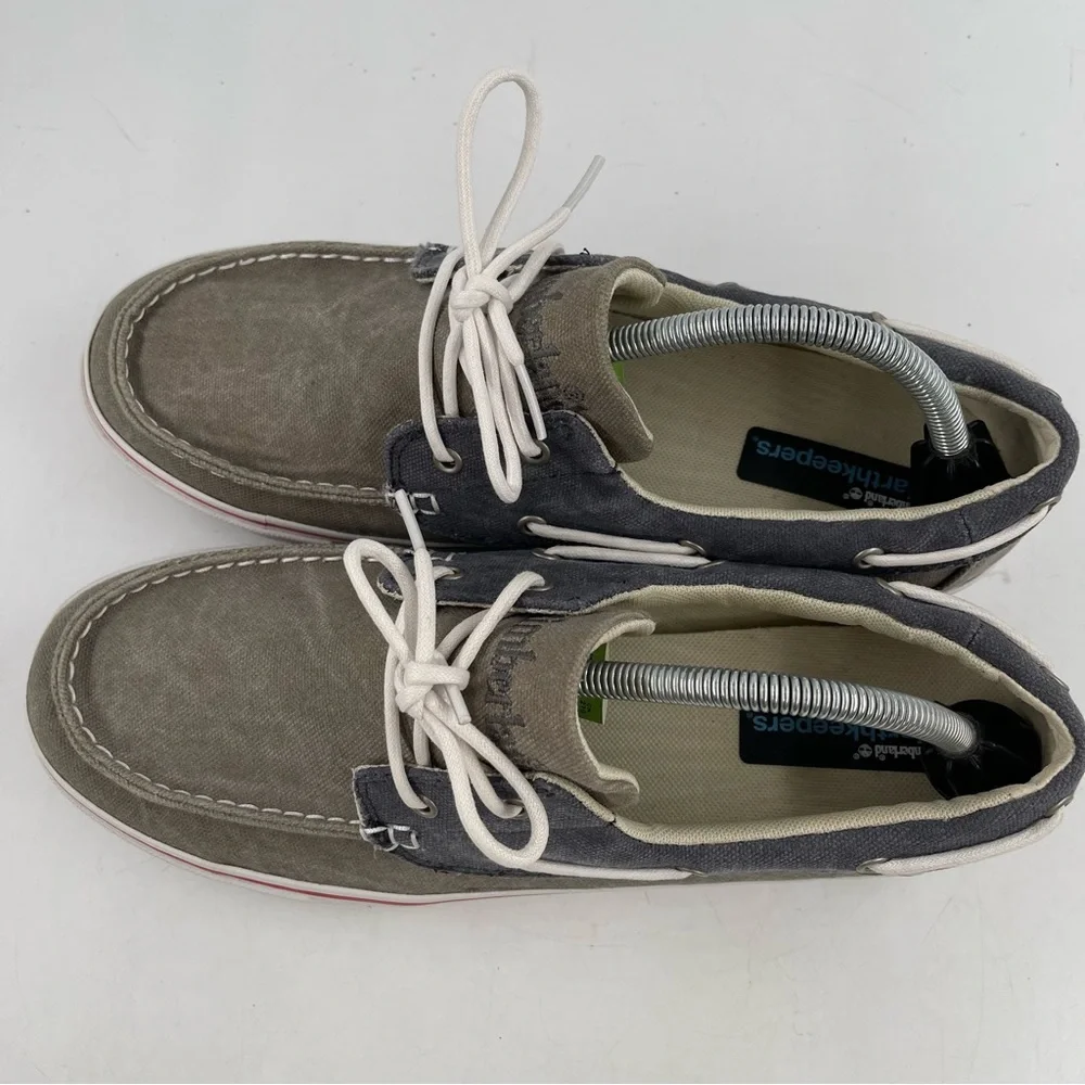 NEW! Timberland Men’s Earthkeepers Taupe Grey Canvas Lace-Up Boat Shoe - Size 10